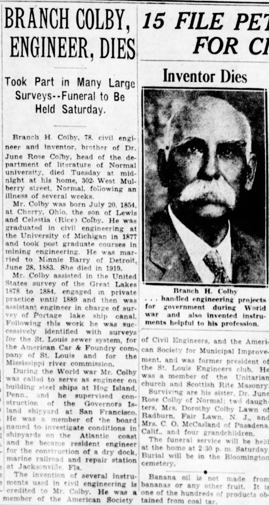 Branch Colby, engineer, dies